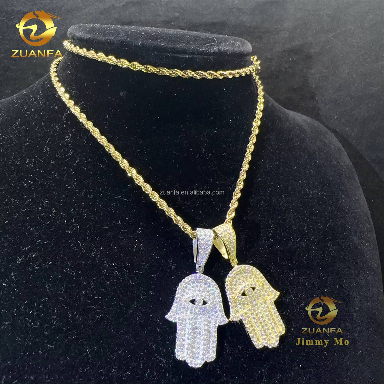 Bulk Stock Hip Hop Iced OutDrop Shipping Popular Jewelry Hip Hop Pendant 925 Silver VVS1 Moissanite Diamond Hamsa Pendant