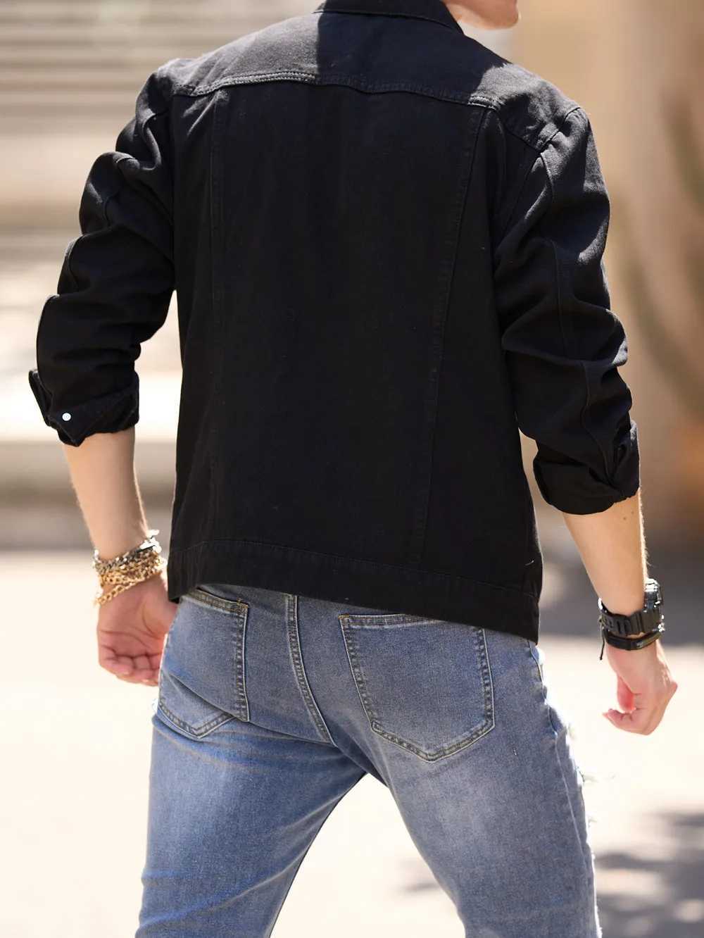 2023 Men Streetwear Fashion Slim Denim Jacket Male Simple solid Casual Jacket Coat M260309