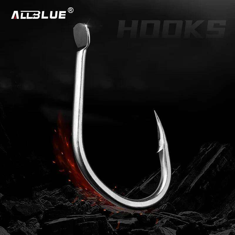 ALLBLUE Metal Jig Hook Jigging Spoon Saltwater High Carbon Steel Small Soft Worm Fishhook 9#-17# S260305