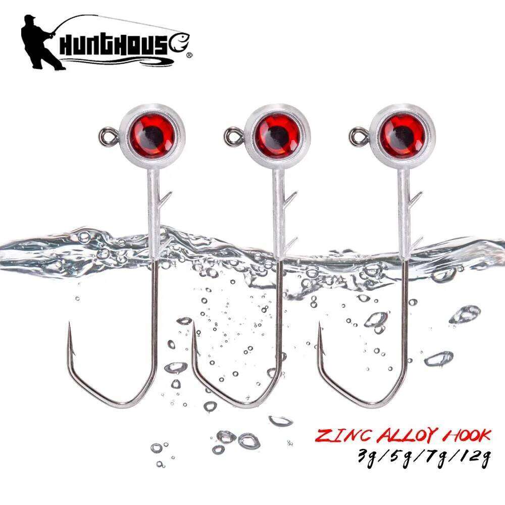 Hunthouse Fishing Hook Set Zinc Alloy With Big Eyes 5g/7g/10g/14g Jigging Jig Screw Head For Soft Lure Fish Gear Accessories S260305