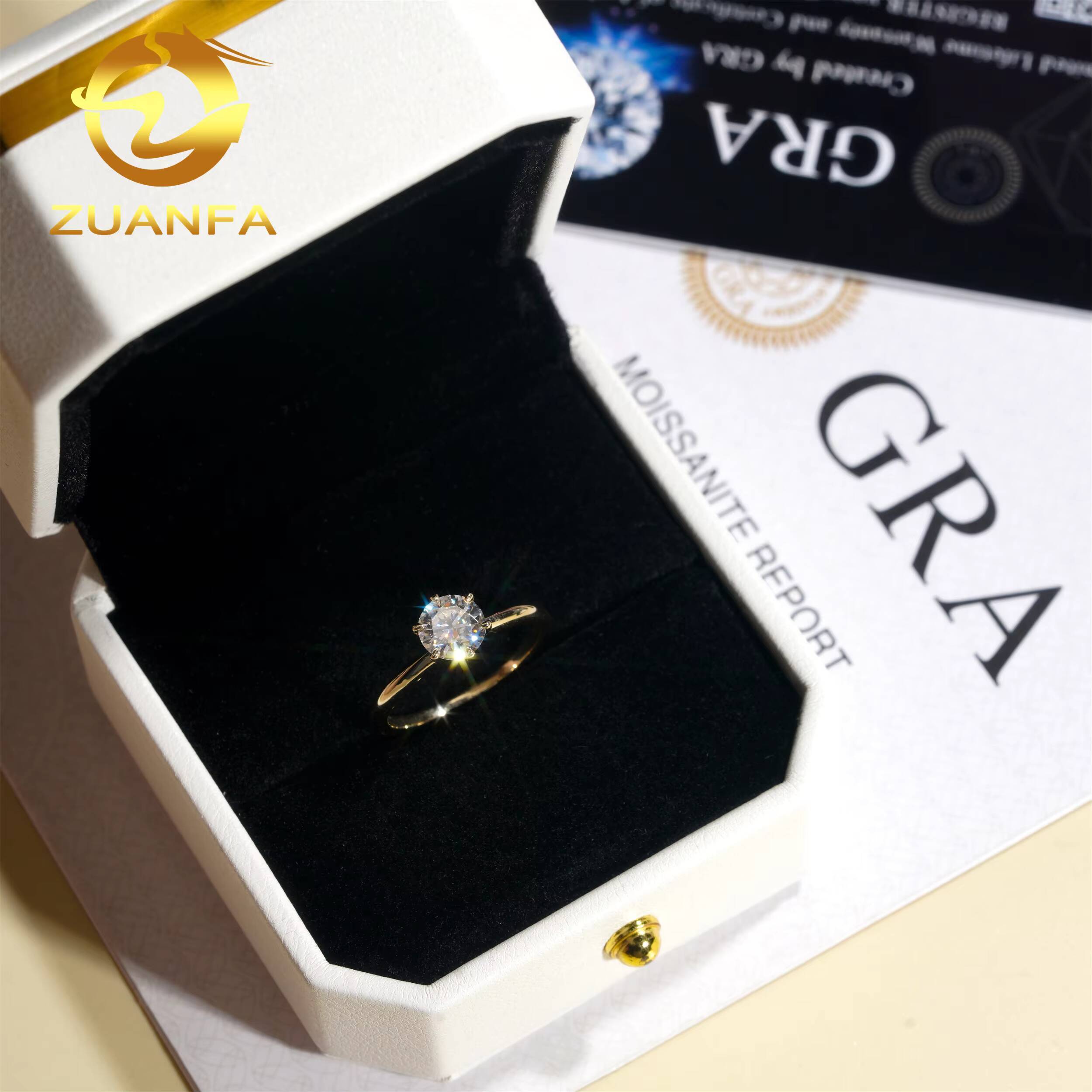 Classic 6 Prong 1 Ct Round Cut 10K Solid Gold Solitaire Ring Moissanite Diamond Engagement for Men and Women