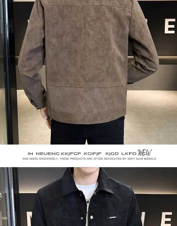 Spring and Autumn 2026 Jacket Mens Trendy Lapel Trend Suede Spring Clothes Mens Jacket Mens M260309