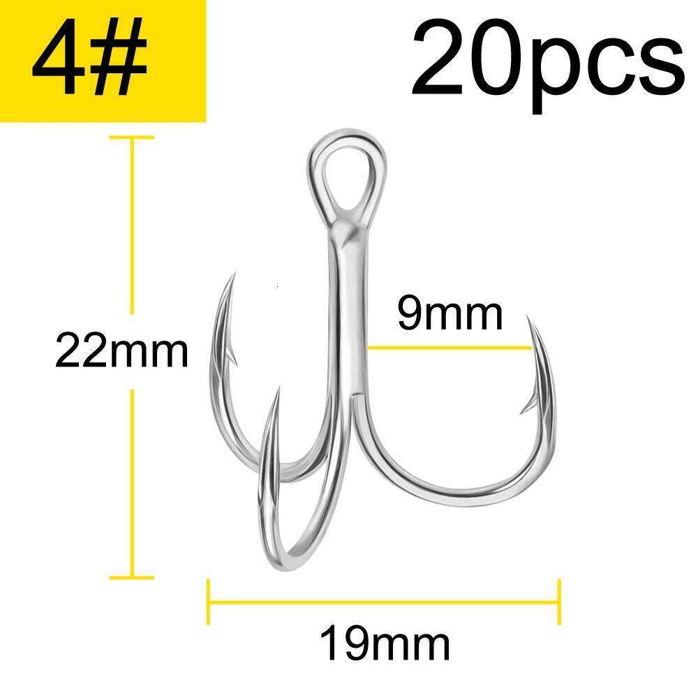 20pcs/lot Treble 4# 6# 8# 10# 12# Blood Groove Hook High-Carbon Steel Fishhooks High Strength Hooks Fishing Tackle S260305