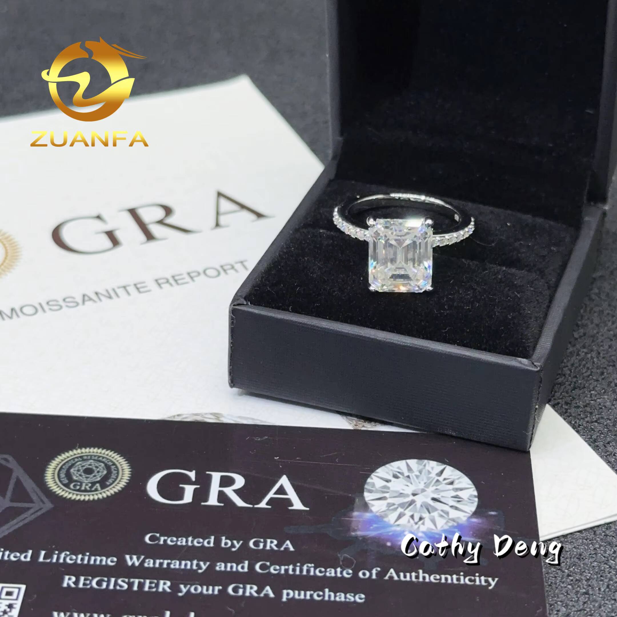 Ready Shipping Pass Diamond Test 5ct Emerald 925 Silver Moissanite Wedding Engagement Ring Ice Out Eternity Ring