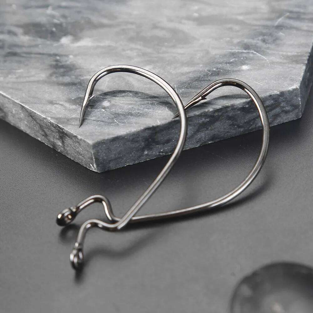 JOHNCOO 10pcs 4X Blood Carbon Steel Wide Crank Offset Fishhook Soft Worm Barbed Hook Carp Fishing Hooks S260305 991