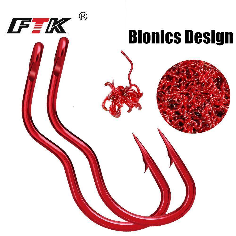 FTK 12/24Pcs High Carbon Steel Hooks With Ring 5-14# Automatic Flip SHarp Barbed Fishhook for Carp Fishing Accessories S260305 1ec