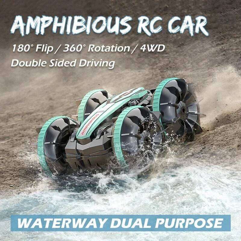 Amphibious RC Remote Control Stunt Car Vehicle Double-sided Flip Radio 4WD Drift Off Road Outdoor Toys for Boy Children Gift C260306