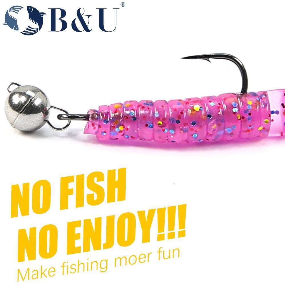 B&U Micro Big Eye Carb Hook Fishing hook ring Carbon Steel Single tackle Worm Hooks With big eyes Ring 12pcs S260305