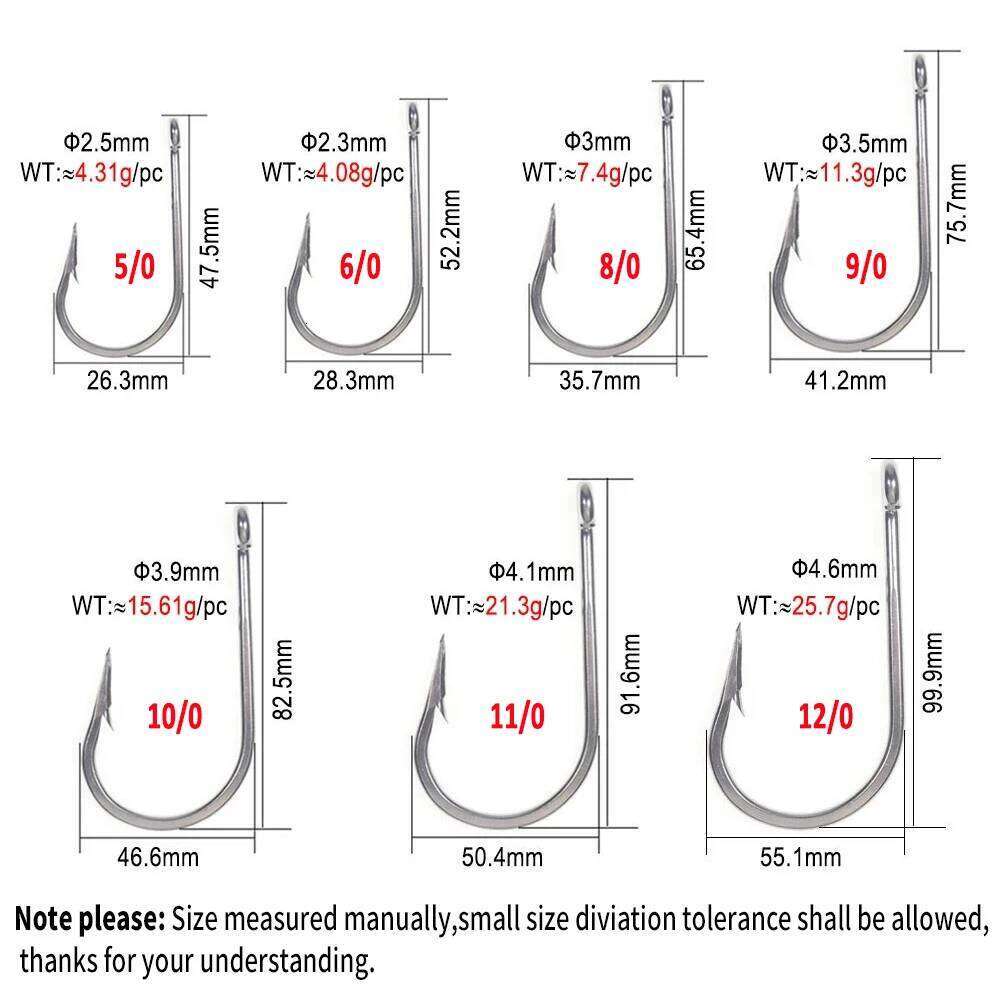 WIFREO 5/0-13/0 Stainless Steel Saltwater Hook Big Game Jigging Tuna Shark Fishing Bait Heavy Duty Fishhooks 7691 S260305