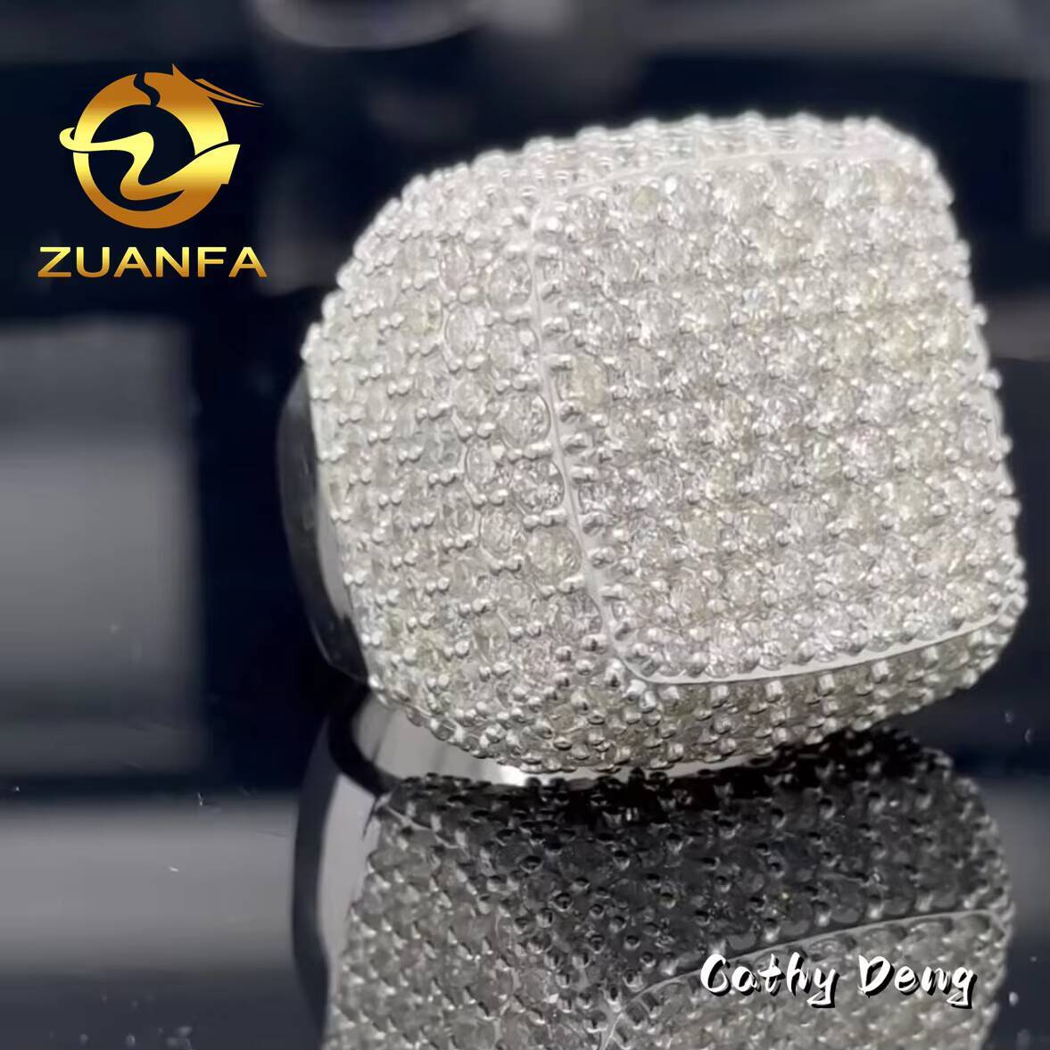 Moissanite Hip Hop Jewelry for Men Iced Out Engagement Ring Moissanite 925 Sterling Silver Hip Hop Ring