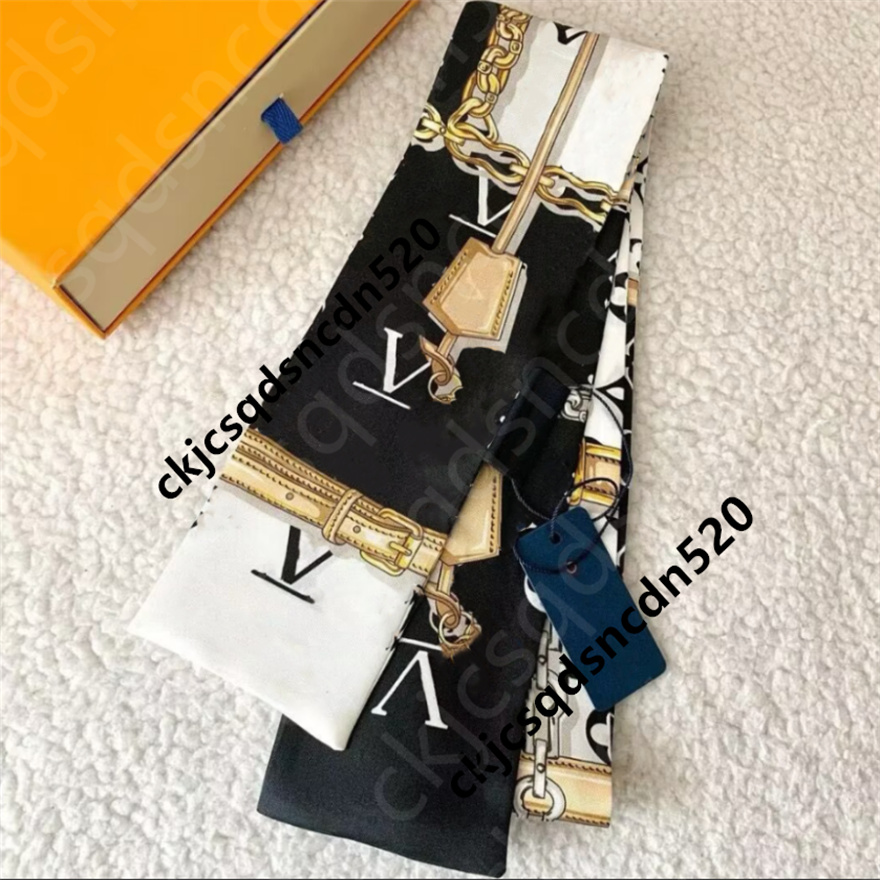 Fashion scarf luxury scarf monogram print floral imitation silk scarf headband Women Girls Fashion long-handle bag scarf Paris Shoulder Tote luggage silk head bag