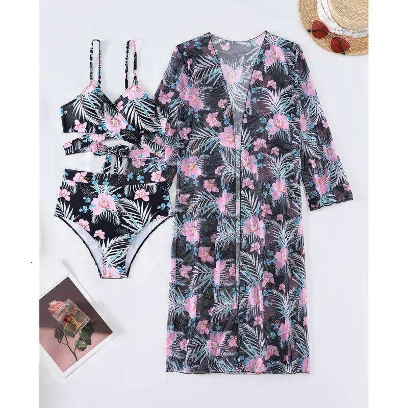 Summer Print Swimsuits 2026 Female Swimwear Push Up For Beach Wear Three-Piece Bathing Suits Pool Bather Women's Swimming Suit XJ260206