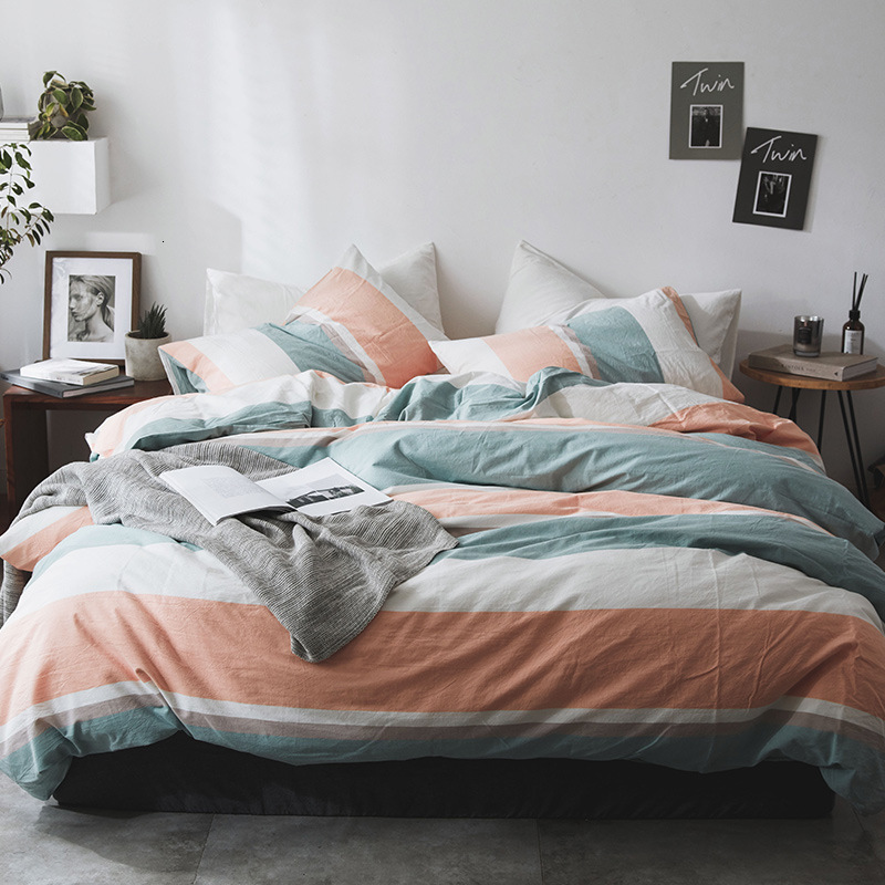 Class A Pure Cotton Dyed-in-the-Yarn Pre-washed Cotton Four-Piece Set with Cotton Fitted Sheet - Manufacturer Supply 2
