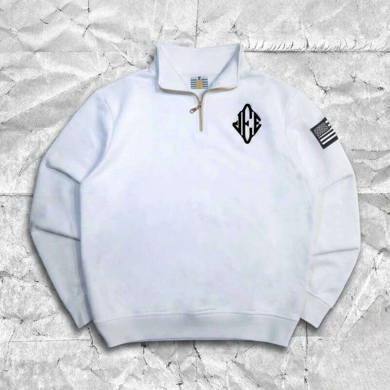 Y2K Retro Zipneck Sweatshirt JEE 3D Embroidery Quarterzip Pullover Hoodie American Trendy Classic Streetwear Men Clothing 26Y0309