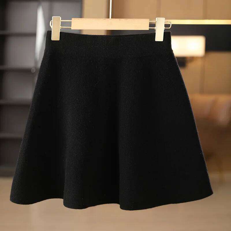 100% merino wool women's knitted pleated skirt, elastic waist, fashionable, Korean version, new autumn and winter 2024 XJ260309