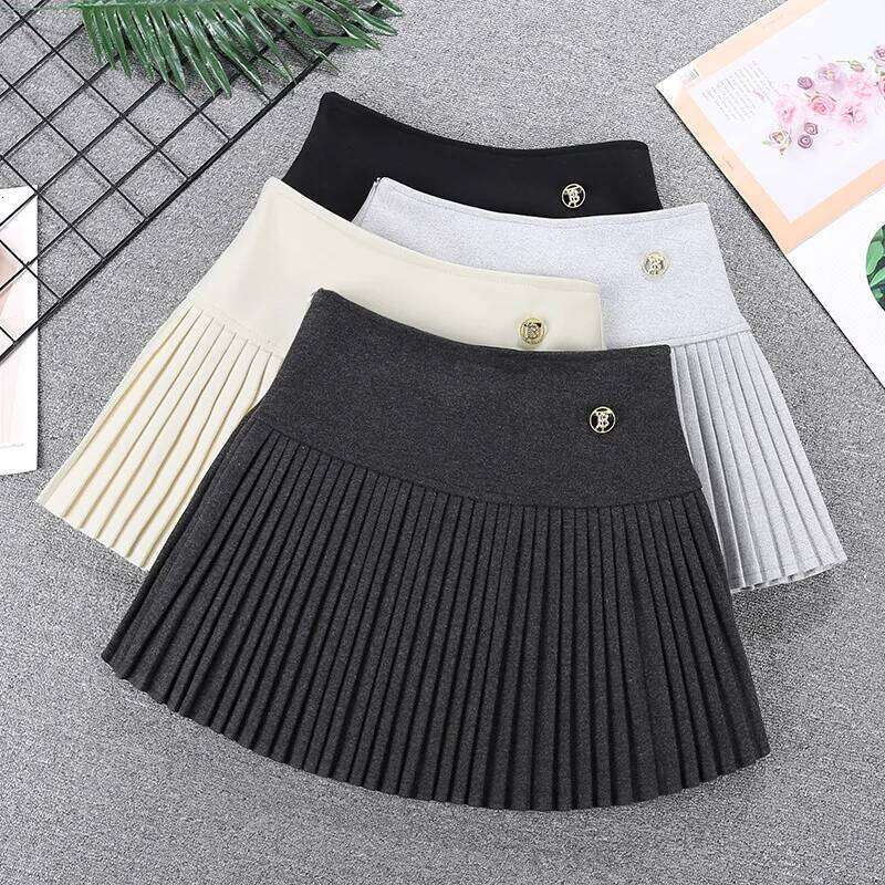 Winter New Woolen Pleated Women's High Waist Anti-light Spice Girl Y2k Mini Skirt XJ260309
