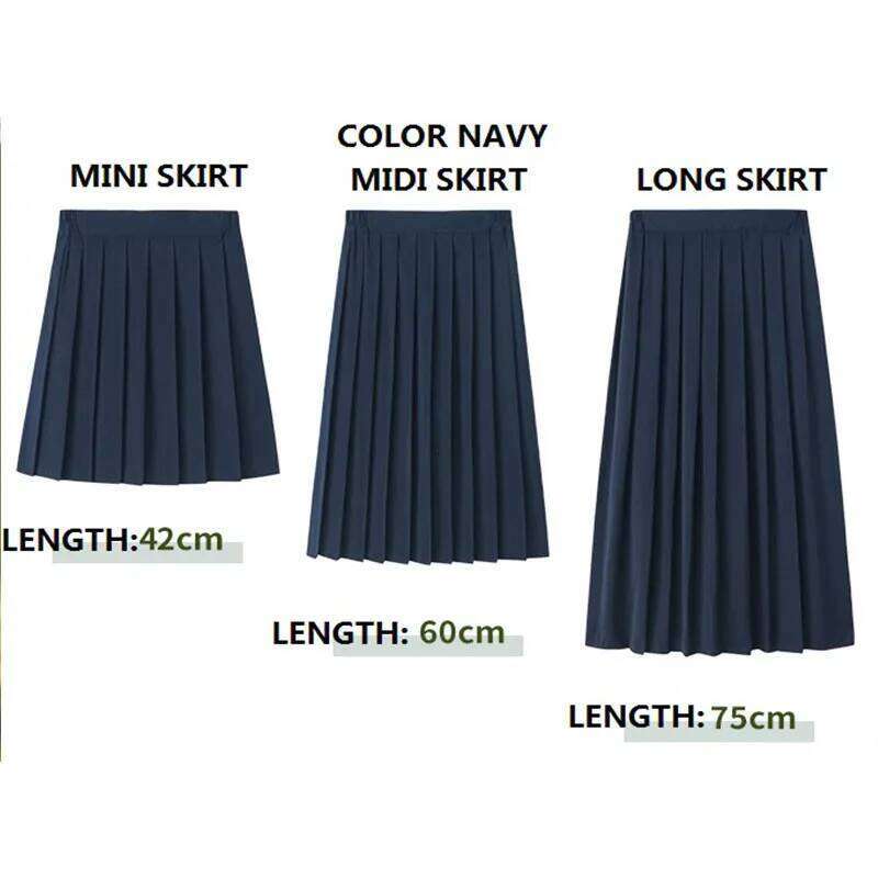 Preppy Black XS - 5XL Pleated Mini Skirt Short Women Summer Autumn Uniform High Waisted Skirts Knee Length Saia Feminina XJ260309