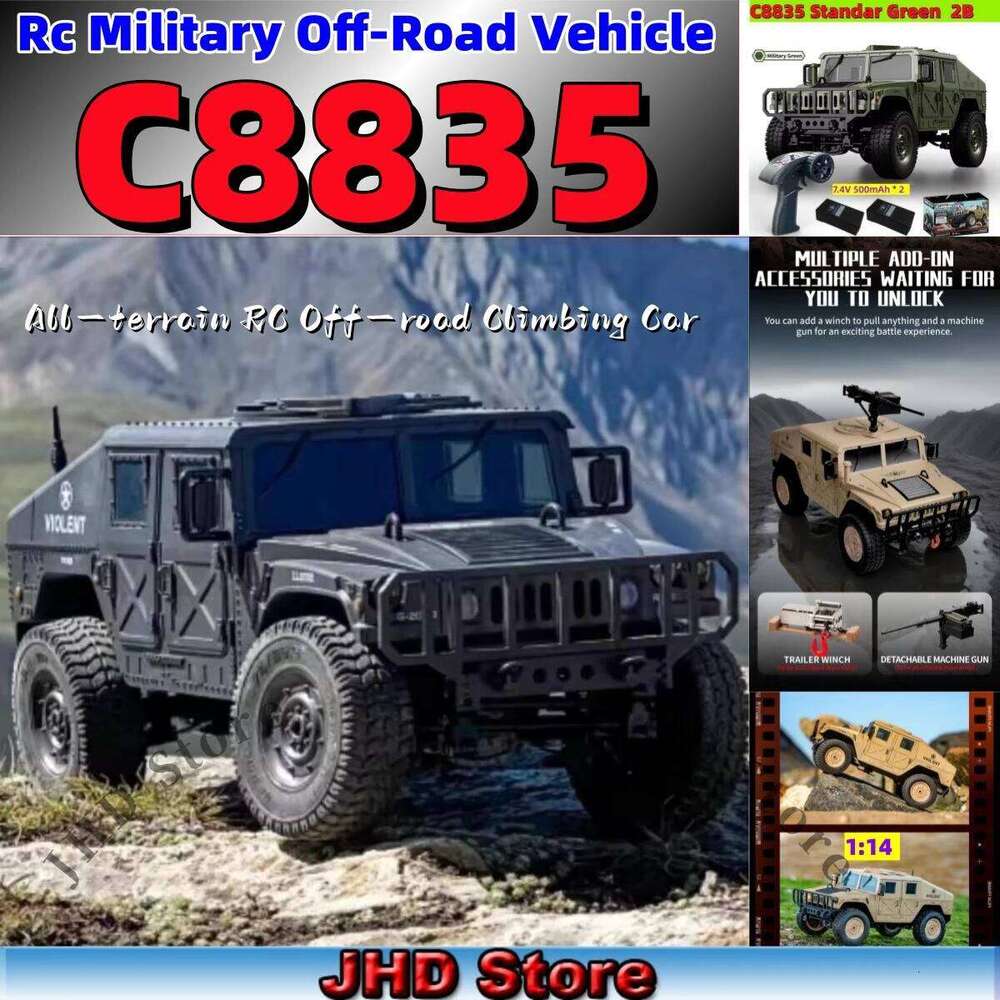 JHD For JJRC C8835 RC Car Simulation 4x4 All-terrain 2.4G Off-road Climbing Electric Truck with LED Light With Spare Battery C260306