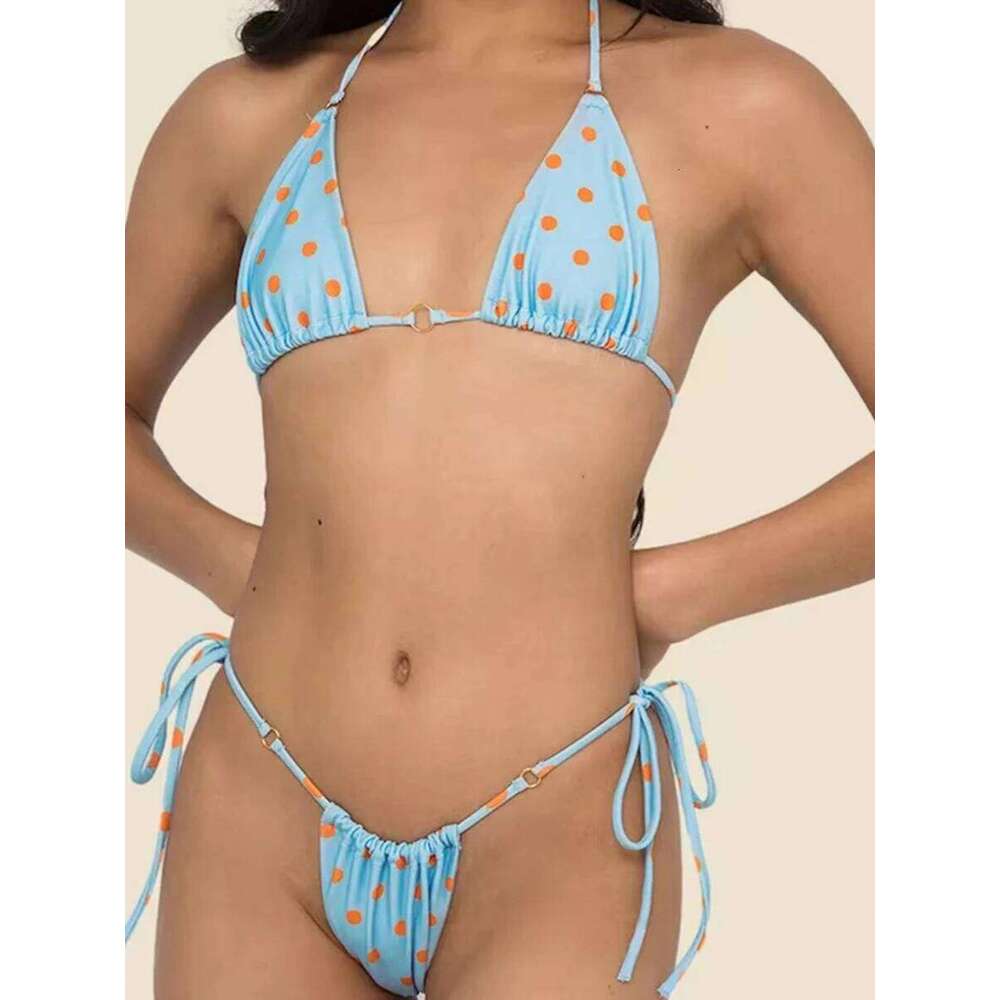 2025 Print Halter String Two Piece Triangle Bikini Swimsuit Women Swimwear Female Bather Bathing Swimming Swim Suit Beachwear XJ260206