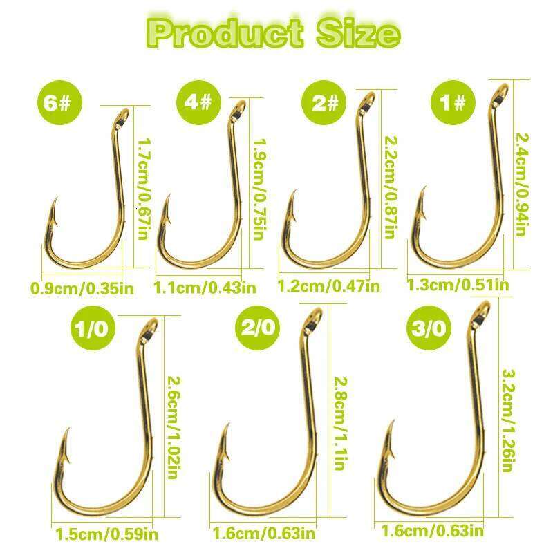 50pcs Octopus Sea Fishing Hooks, With Eye, Double Barbed Circle Hooks - Gold, for Bass and Catfish. S260305