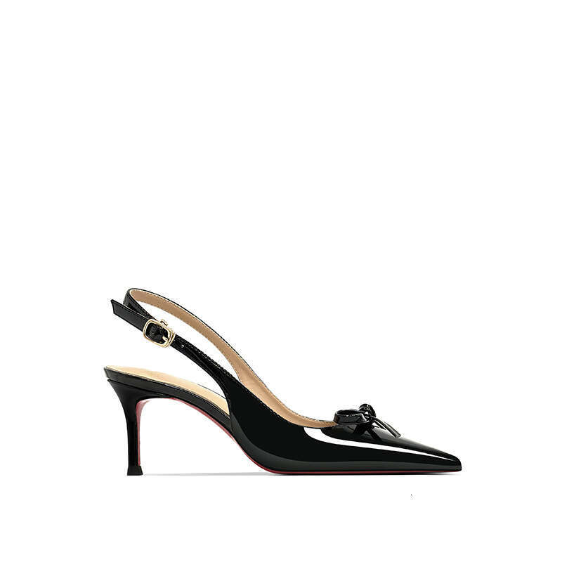 Women In Bowknot Leather Shoes New Pointed Stiletto High Heels Closed Toe Backless Sandals
