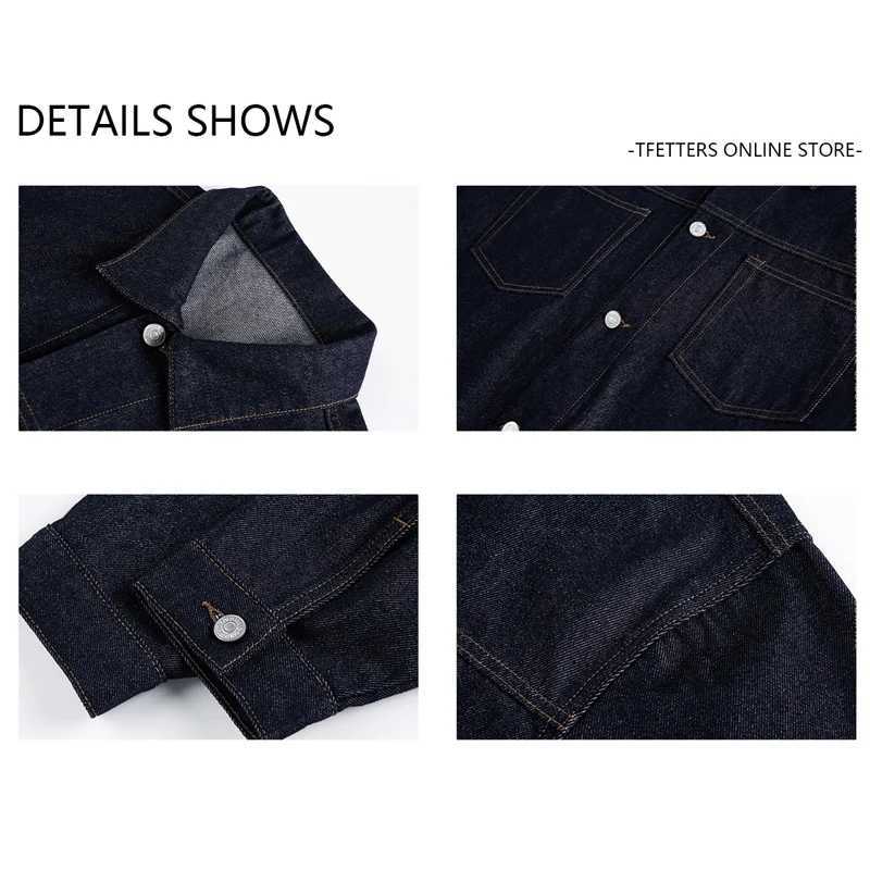 TFETTERS 2025 Spring Autumn New Mens Denim Workwear Jacket Man Contrast Stitching Oversized Turn-down Collar Jeans Coat Male M260309
