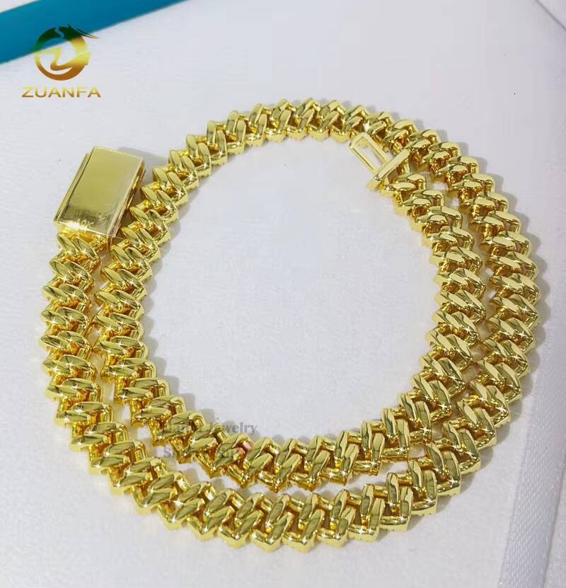 Rapper Jewelry Hip Hop Sterling Silver 2 Rows Iced Out VVS Diamond Rapper Jewelry 10MM Moissanite Cuban Link Chain