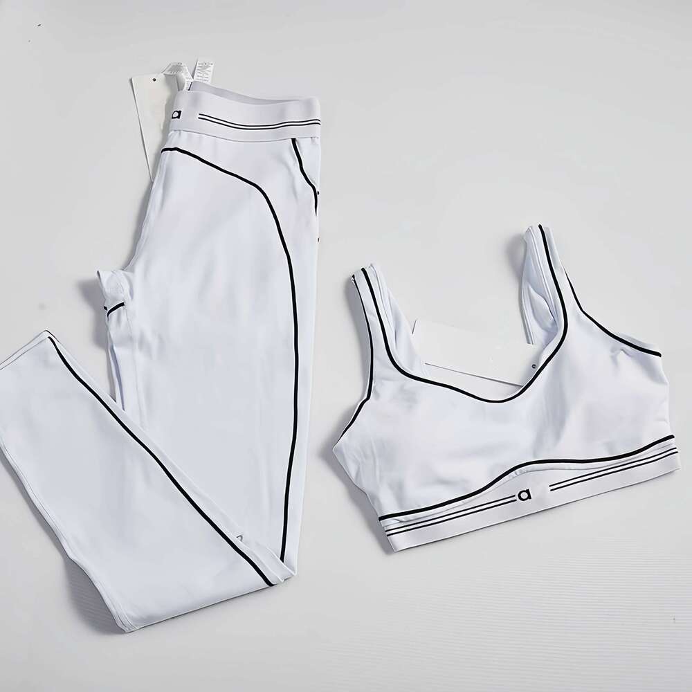 New Women S Sports Sleeveless Tank Top High Waist Hip Lifting And Abdominal Compression Fitness Pants Set MAKOUFEI