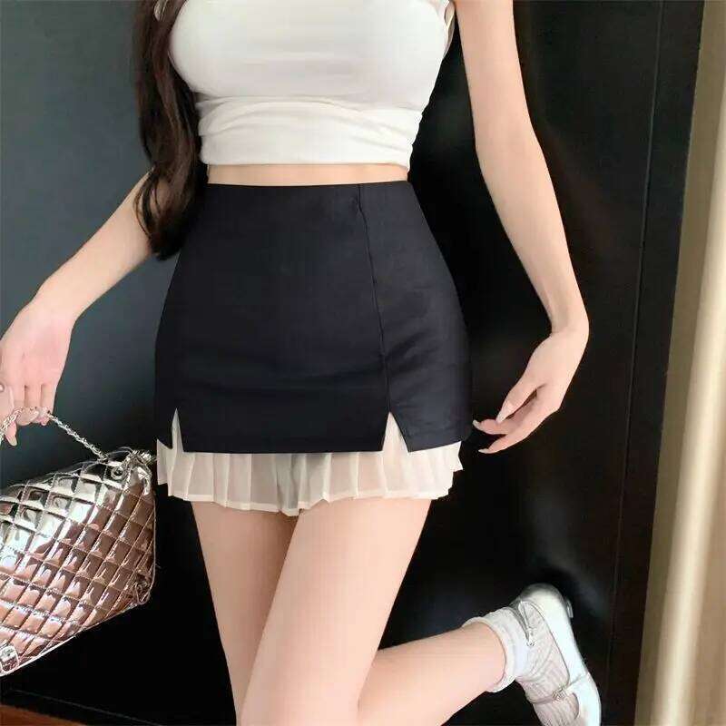 Design-sensual Mesh Splicing for Women's College Style Sexy Slim Short New Small Skirt Pants XJ260309