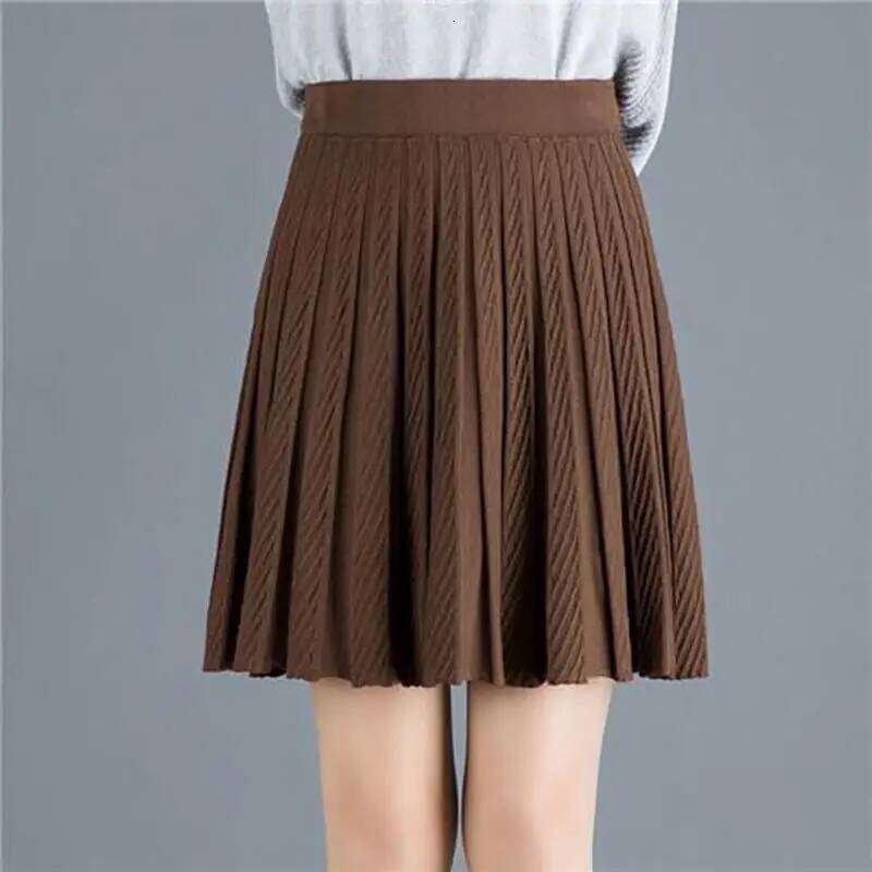 Spring Fashion Korean New Student A-line Skirt Women Solid Elastic High Waist Shirring Design Versatile Pleated Half Skirts XJ260309