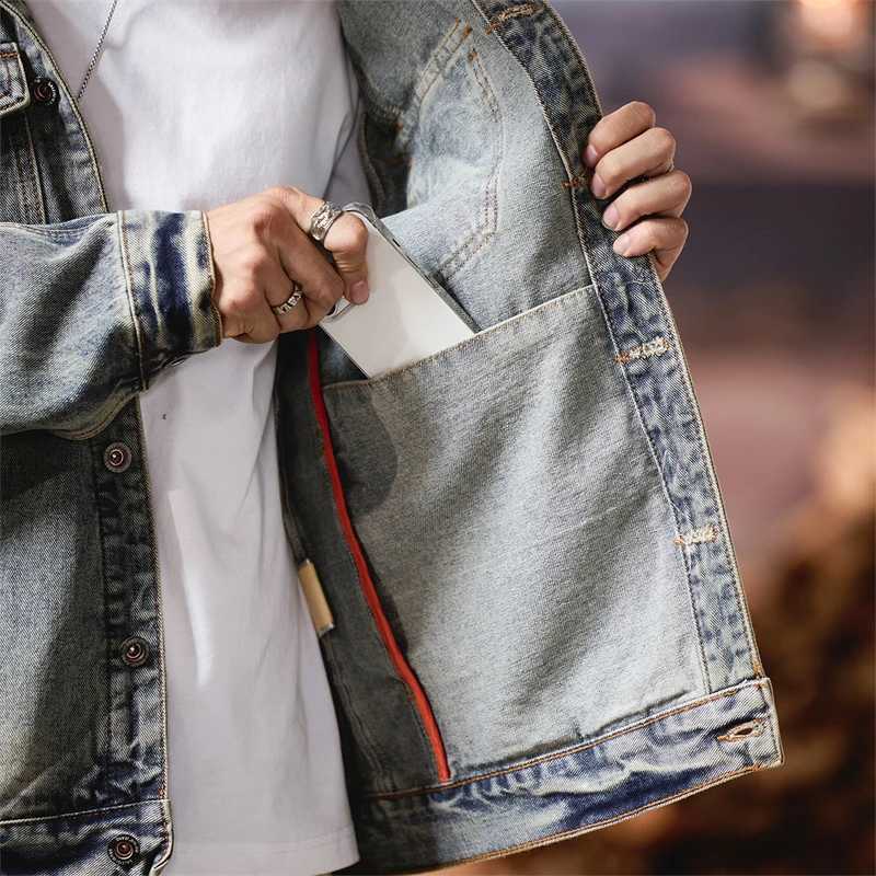 New 2025 Mens Casual Retro Slim Stylish Leisure Denim Jacket Lapel Motorcycle Design for Spring and Autumn Coat Clothing M260309