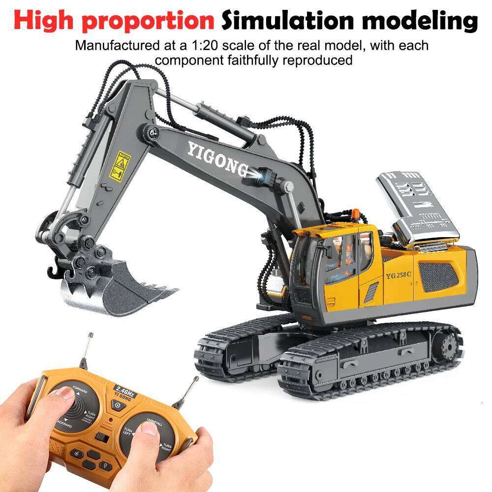 Children'S Alloy 9-Channel Track Excavator Bulldozer Engineering Remote Control Vehicle Toy C260306