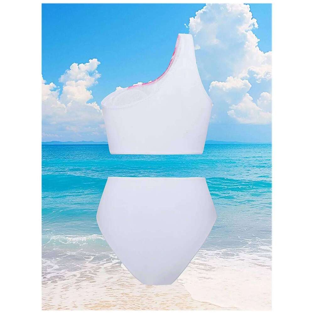 Bikini 2026 Quick Dry Swimsuit Sexy Tight Fit Ruffle Fast Drying Beachwear Summer One Shoulder Panties Set Ropa XJ260206