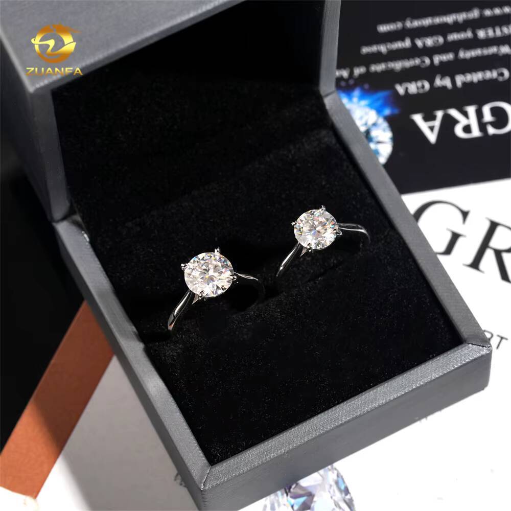 05ct 1ct 2ct 3ct Moissanite Diamond Engagement Rings 925 Silver 4 Prong Wedding Ring Pass diamond tester Solitaire women ring