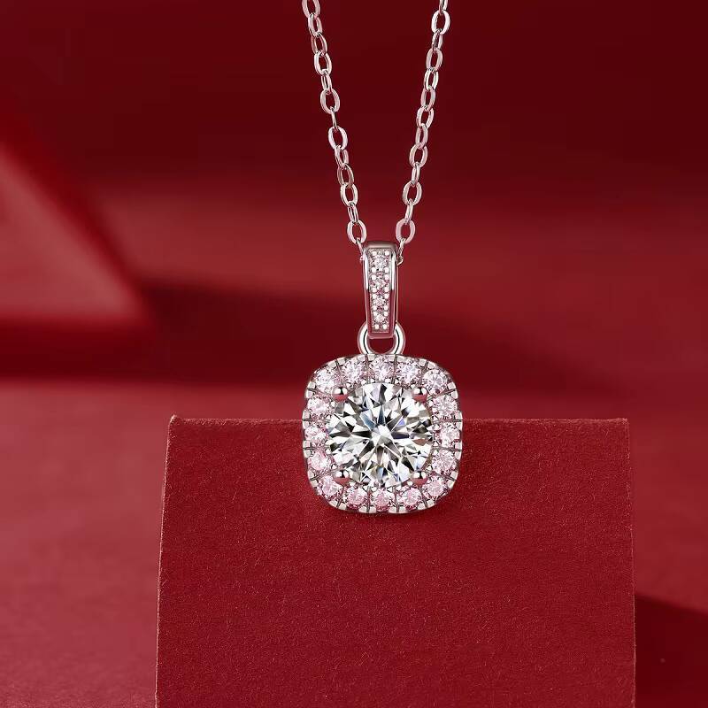 9 Wholesale 925 Silver Pass Diamond Tester Jewelry Fine 03 to 3CT VVS1 D Color Moissanite Square Pendant Necklaces for Women