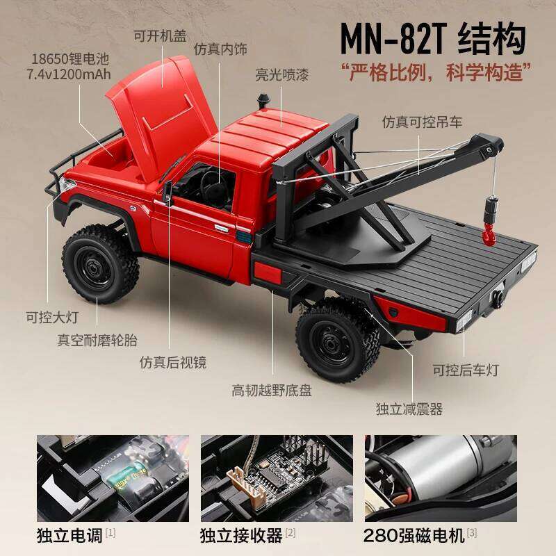 New MN82T 1/12 4WD Simulation Classic All-terrain Off-road Pickup Vehicle Remote Control Model with Light Car Toys Boy Gift LC79 C260306
