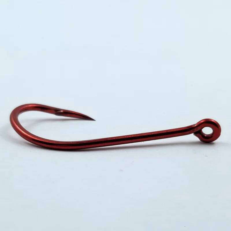 Fishing Hook Red with Barb High Carbon Steel Fishhook Bend Mouth Triangular Fast Attack Single Hooks Lot 10 Pieces Sale S260305