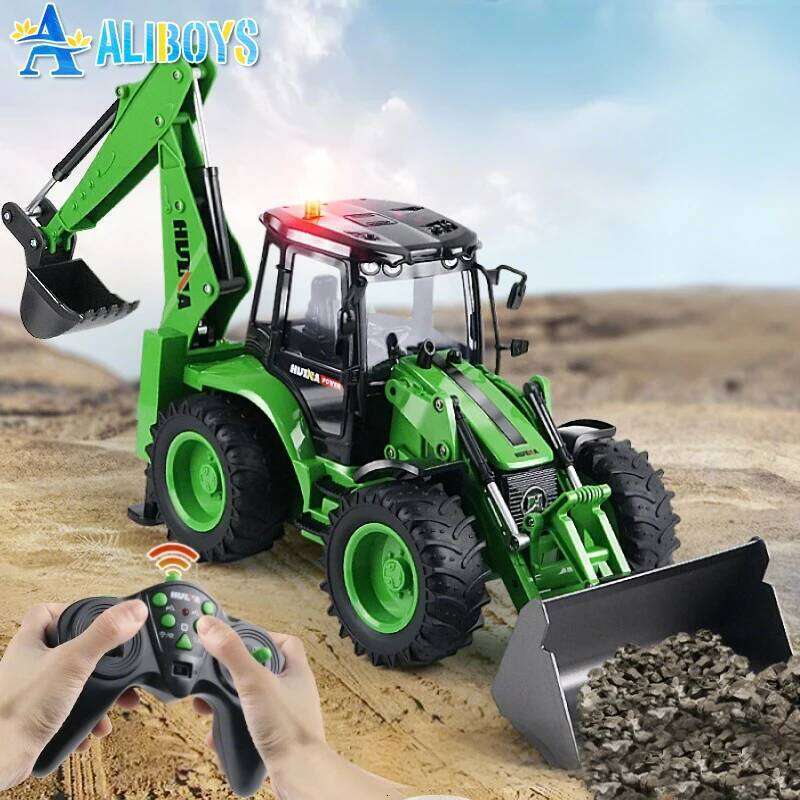 Huina 1579 RC Excavator 1:14 9CH Remote Control Backhoe Loader Truck Engineering Vehicle Construction Model Kid Christmas Gifts C260306
