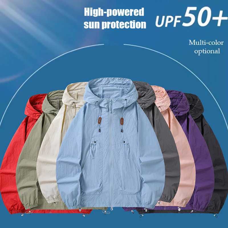 Mens Jacket Windproof Waterproof Breathable Male Outdoor Hooded Sunscreen Jacket Camping Loose Hooded Hiking Sunscreen Jacket M260309