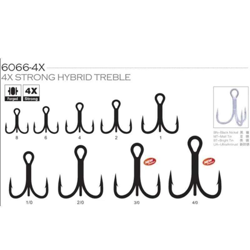 TAKEDO 6066-4X-NP UltraAntirust Treble Hook BT663-UA Triple Hooks 1/0 - 8# Fishhook For Saltwater Freshwater Fishing S260305