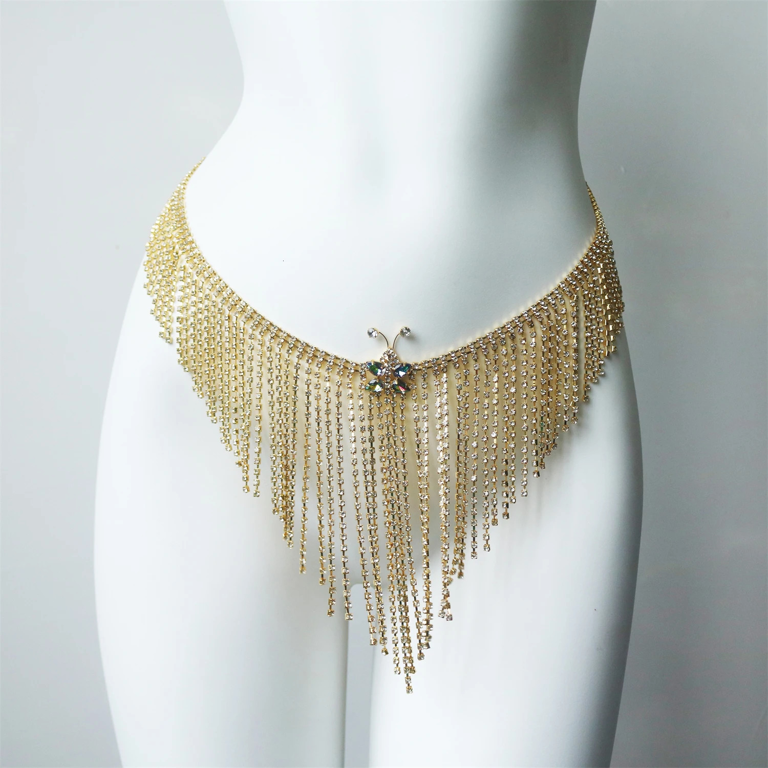 Gold Sparkling Tassel Crystal Waist Chain Womens Fashion Nightclub Party Bikini Ball Underwear Wearing Body Accessories 260306
