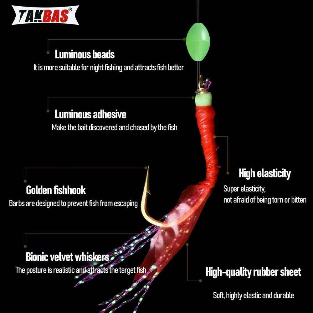 8Packs Sabiki Bait Rig Size 4-18, Glowing Beads and High Carbon Steel Hooks, Night Fishing Kit for Mackerel, Bass, S260305