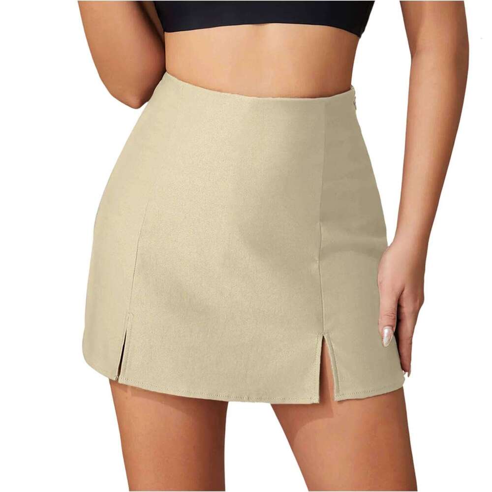 High Waisted Slim Fit Side Seam Women'S Elegant Casual Pants Outdoor Solid Color Short Skirt XJ260309