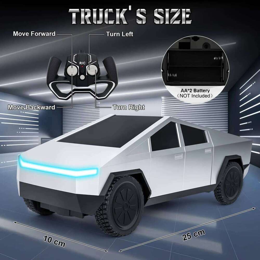 1:24 Cyber Pickup 4WD Off-Road Car, 27MHz Wireless Remote Control with LED Lights, Rechargeable, Children's Toy G C260306