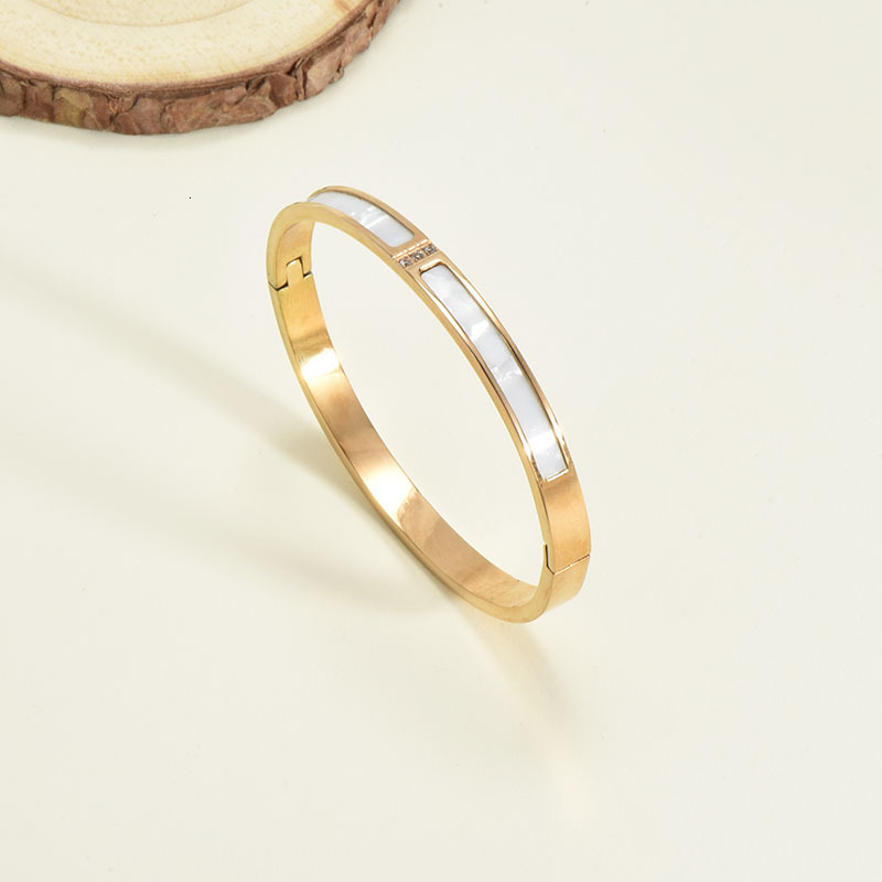 Luxury Brand Designer Jewelry Three-diamond White Mother-of-pearl Titanium Steel Bracelet For Women Gold-plated Versatile Light Luxury Designer Bracel