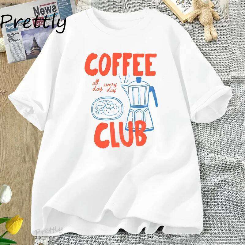 Club Shirt Women Funny Coffee Lover Retro Tshirt Trendy Cotton Short Sleeve Tee Harajuku Graphci T Shirts Streetwear XJ260306
