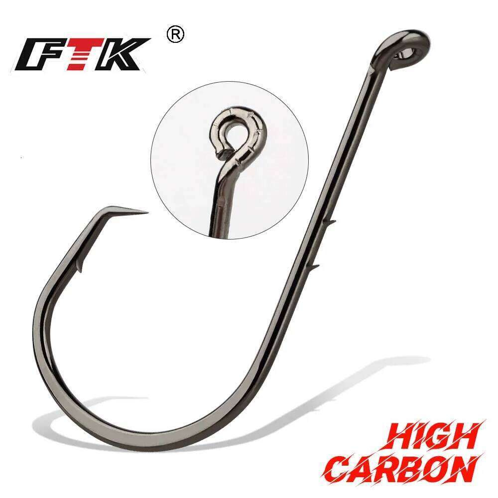 FTK 8/0# Octopus Offset Sport Circle Fishhook Jig Big Barbed FishHook High Carbon Steel Fishing Hook for Carp S260305