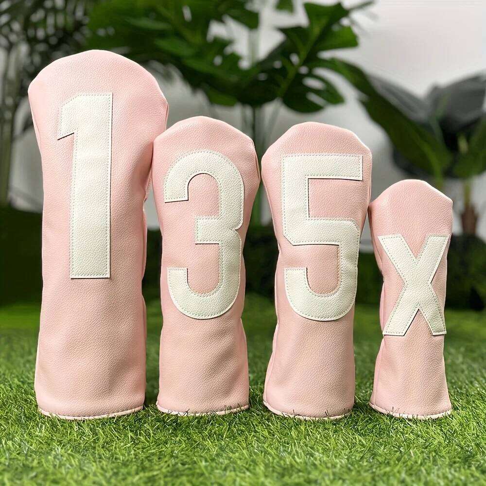 Club Head Covers: Fairway Wood Headcovers for Driver No.1/Fairway No.3/5 - PU Fabric, Elastic Closure 26Y0309