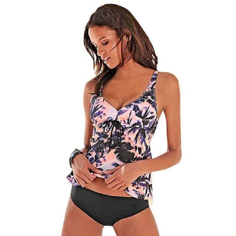 Tankini 2024 Women Swimsuits Two Piece Bikini Set Brazilian Swimwear Vintage Padded Bathing Suit Female Beachwear Plus Size 3XL XJ260206