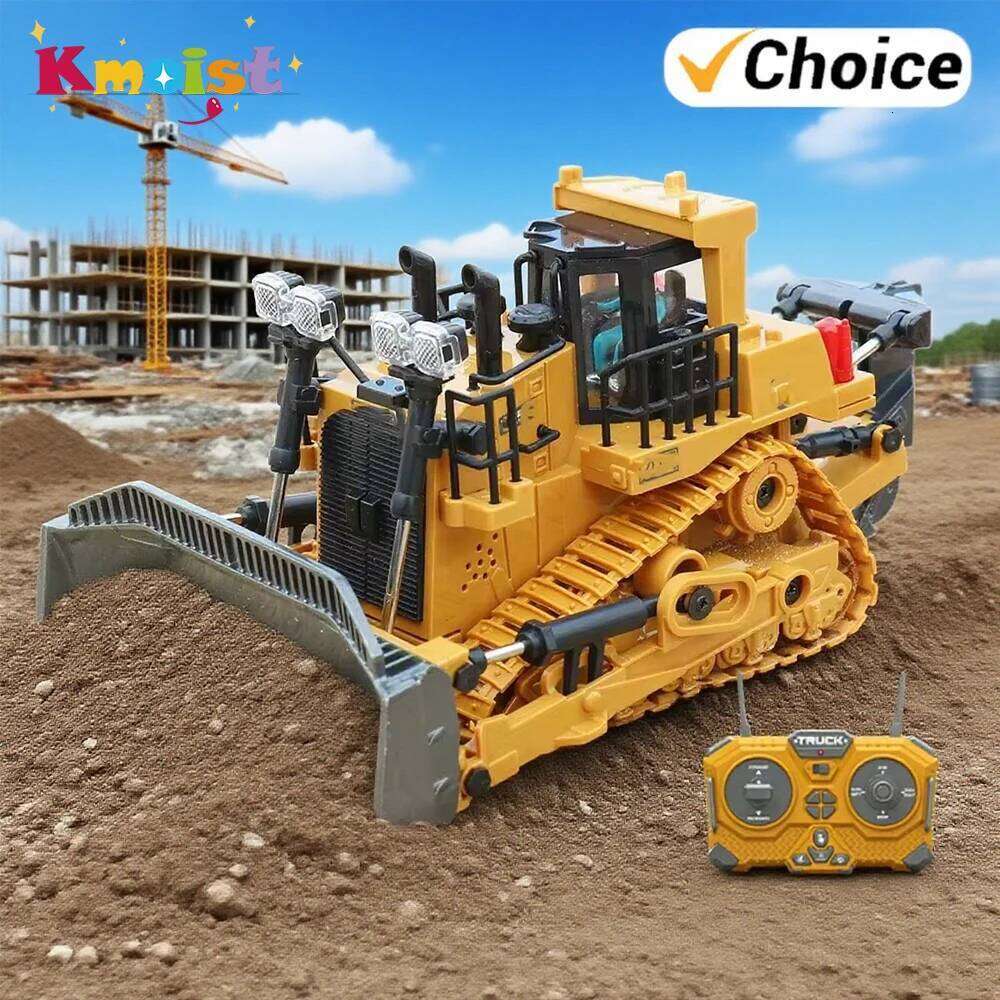 Vehicle Toy Remote Control Bulldozer with Metal Dozer Model Toys for Boys Kids Christmas Birthday Gifts C260306